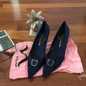 Navy blue Nina heels with Rhinestone